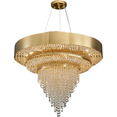 Shopping Mall Titanium Gold Plated Crystal Chandeliers Electroplating E14 Light Source