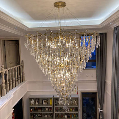 Crystal Living Room Lobby Chandeliers Modern Luxury Foyer Round Hanging Light