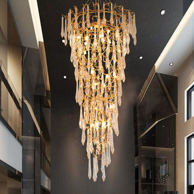 Crystal Living Room Lobby Chandeliers Modern Luxury Foyer Round Hanging Light