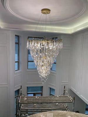 Crystal Living Room Lobby Chandeliers Modern Luxury Foyer Round Hanging Light