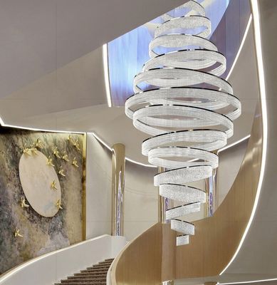 Thickened Chassis Polishing Crystal Large Chandelier Lights 25m2 For Double Revolving Staircase