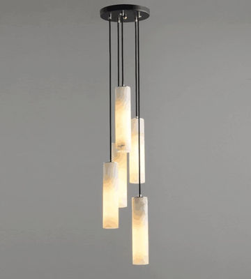 Luxury lighting fixturesArt creative designer alabaster chandelier hotel lobby dining room long strip marble pendant lig