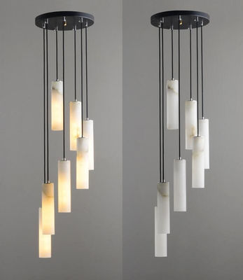 Luxury lighting fixturesArt creative designer alabaster chandelier hotel lobby dining room long strip marble pendant lig