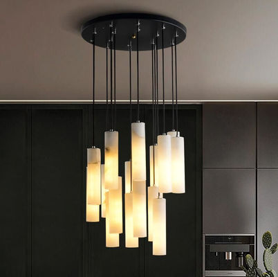 Luxury lighting fixturesArt creative designer alabaster chandelier hotel lobby dining room long strip marble pendant lig
