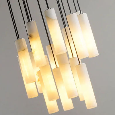 Luxury lighting fixturesArt creative designer alabaster chandelier hotel lobby dining room long strip marble pendant lig