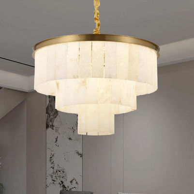 Modern Home Decor Brass Chandelier Alabaster Marble Shade Hotel Restaurant Room Pendant Lamp  Lightings Fancy Lights