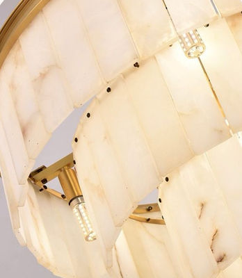 Modern Home Decor Brass Chandelier Alabaster Marble Shade Hotel Restaurant Room Pendant Lamp  Lightings Fancy Lights