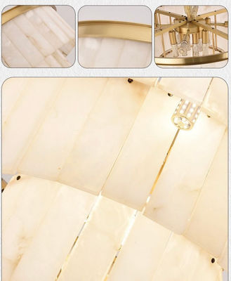 Modern Home Decor Brass Chandelier Alabaster Marble Shade Hotel Restaurant Room Pendant Lamp  Lightings Fancy Lights
