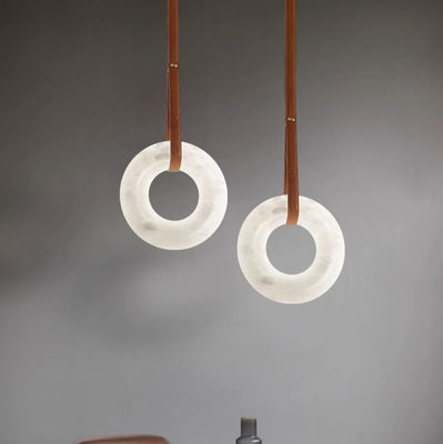 Modern Simple Indoor Commercial Office Home Hanging Halo Ring Pendant Alabaster Chandelier