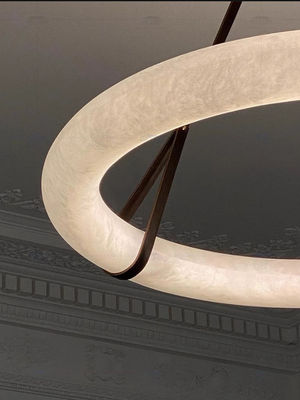 Luxury Leather Chandelier Marble Circle Kitchen Living Room Creative Art Alabaster Light Hanging Lamp