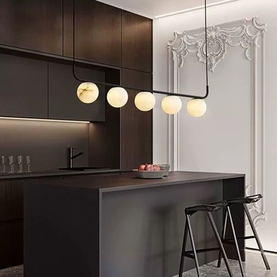 Wholesale Iron Modern Restaurant Pendant Lamp For Bedroom Bedside Dinning Room Luxury Alabaster Marble Ball Pendant Light