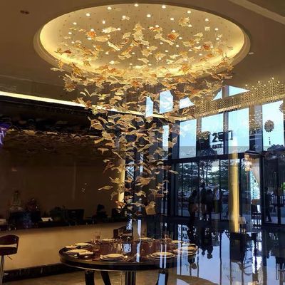 Indoor Decoration Modern Custom Hotel Club Glass Led Big Project Chandelier Pendant Lamp