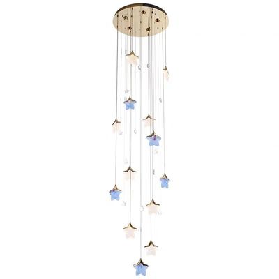 Antique Glass Star Moon Starry Sky Pendant Lamp Bedroom Bedside Lamp Staircase Restaurant Bar Counter Villa Hotel Duplex Floor