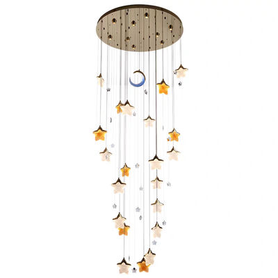 Antique Glass Star Moon Starry Sky Pendant Lamp Bedroom Bedside Lamp Staircase Restaurant Bar Counter Villa Hotel Duplex Floor