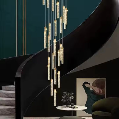3200-6500K Color Temperature Golden Acrylic Hanging Pendant Light For Hotel Staircase