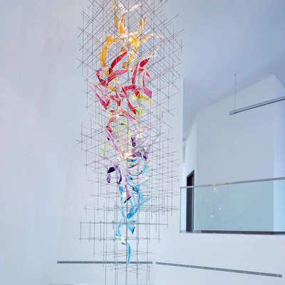 Non-Standard Custom Hotel Project Light Sales Department Banquet Hall Glazed Grid Led Large Chandelier Wedding Hall Hanging Line Light