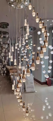 Customizable Entryway Chandelier Bowling Ball-Shaped Post Modern Crystal Chandelier Aluminium Small Pendant Light Decorations for Home Staircase Lights