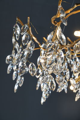 Decoration Chandelier Duplex Living Room Leaf Branch Crystal Chandelier Round Villa Hotel Simple Atmosphere French Custom Luxury