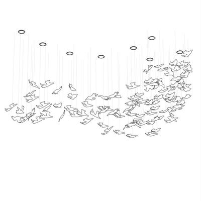 Customized Adjustable Height Multi Color Ginkgo Leaf Glass Decorative Chandelier