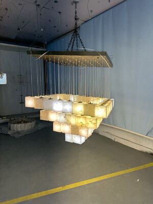 Modern Natural Marble Chandelier Luxury Natural Spanish Villa Living Room Lamp Post Restaurant Alabaster Pendant Lamp