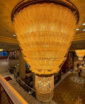 Luxury Golden Leaf Crystal Chandelier - Grand Staircase Pendant Light for 5-Star Hotel Lobby