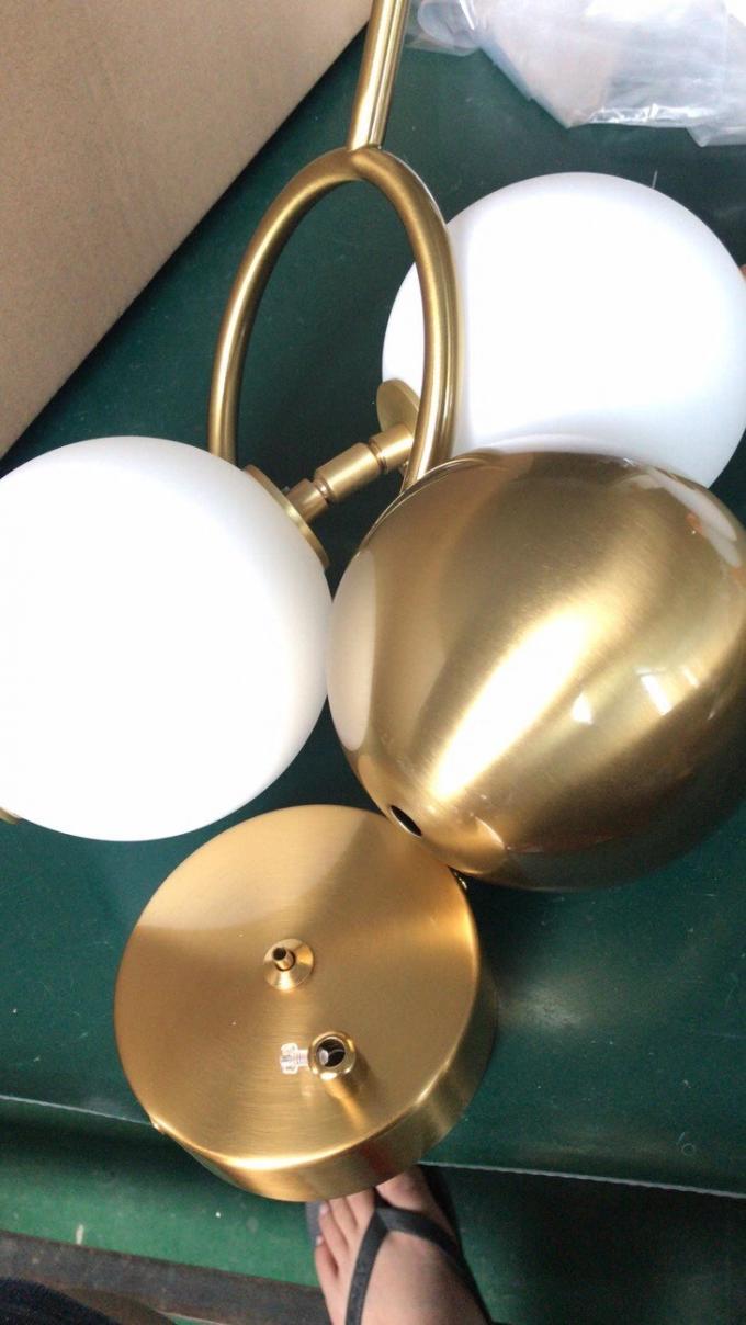 Modern Golden Chandelier Rumah Dekorasi Kamar Tidur Ruangan Hidup LED Ring Kaca Mutiara Lampu Gantung 5