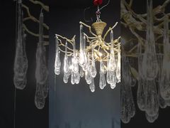 Lihat H65 Tembaga Tubuh Seni Kaca Daun Maple Liontin Lampu Gantung Modern ISO9001 Demo