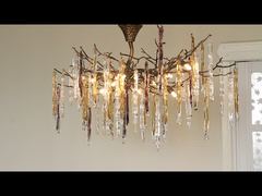 Memperkenalkan Lampu Gantung Kristal Besi Kawat yang Dapat Disesuaikan 80cm Kristal Asap Langit-Langit ISO9001 240V Untuk Anda