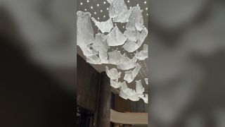 Lampu Langit-langit Dekoratif Estetika Ruang Tamu Daun Jatuh Kaca Amber Gaya Eropa Kustom