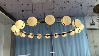 Modern Golden Chandelier Rumah Dekorasi Kamar Tidur Ruangan Hidup LED Ring Kaca Mutiara Lampu Gantung