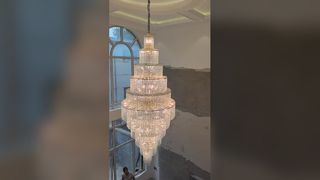 Saksikan: Lampu Gantung Kristal Cabang Abstrak Kustom Hiasan Emas Liontin Galeri Hotel Villa Club Hotel Mewah