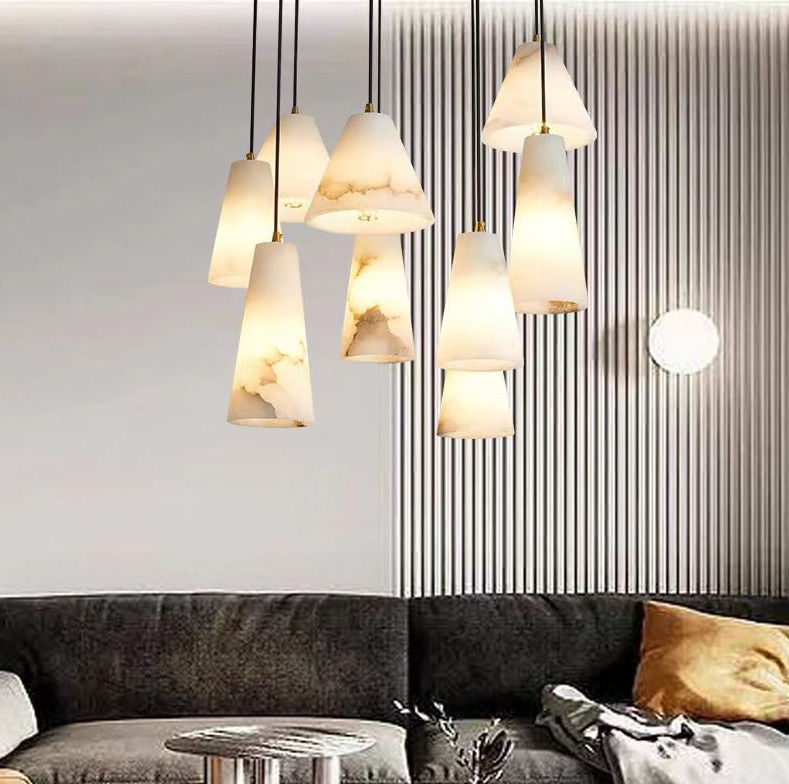 SpanishNatural Alabaster Lamp Modern and Minimally Designed Marble Pendant Lamp Villa Living Room Bedroom Creative chand