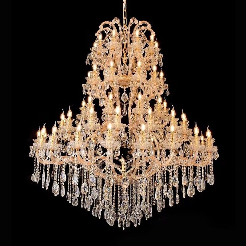 Extra Large Brass Malachite Chandelier LED Pendant Light For High Ceiling Lobby Ballroom
