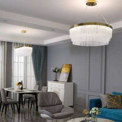 Modern Entryway Chandelier K9 Luxury Ceiling Lights Kaca Shade Pendant Light Rustproof