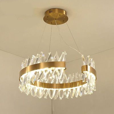Lampu Liontin Mewah Semi Ellipse Lampu Langit-langit K9 Lampu Kristal Modern 4500K 6500K