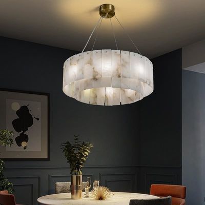 G9 Modern Alabaster Chandelier Lampu Gantung Plafon Dekoratif Untuk Kantor 1935lm