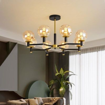 Multi Head Glass Pendant Lamps E27 4000K 6000K Hanging Glass Globe Modern Pendant Lampu