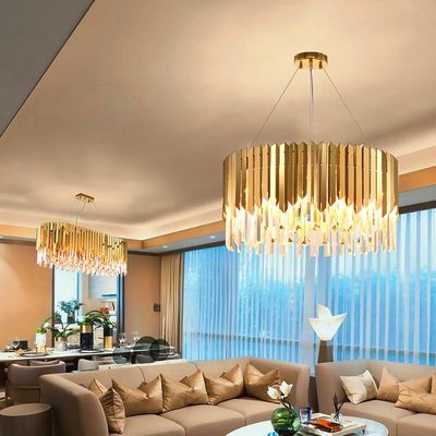 4000K 5000K Emas Mewah Besar Lampu Kristal Modern Tembus Tinggi