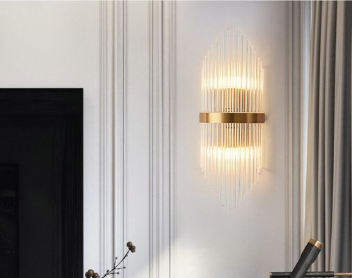 Sconce Dinding Modern Kecerahan Tinggi Dalam Ruangan 7000lm E14 * 2 Lampu Tempat Lilin Kristal