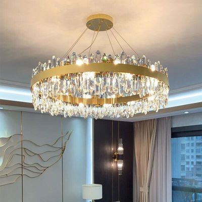 110V 240V E12 E14 Stainless Steel Brushed Entrance Chandelier Pencahayaan Untuk Ruang Makan