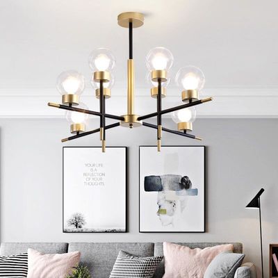 Nordic Glass Ball Modern Pendant Light E27 Cabang besi tempa Dekoratif Lampu Lampu Lampu Lampu ODM