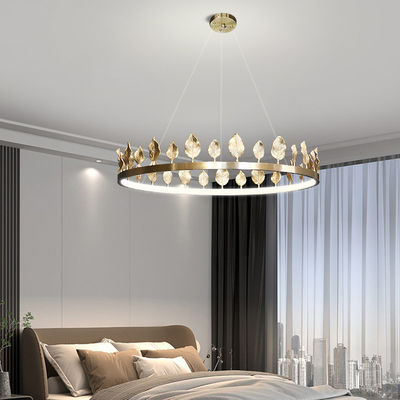 Dia40cm Dia60cm Tembaga Kuningan Daun Liontin Lampu Chandelier Tricolor Anti Karat