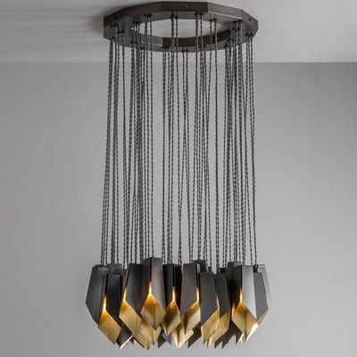 E14 E12 Lampu Gantung Lampu Gantung Perunggu Tembaga 54*3W D70*H32
