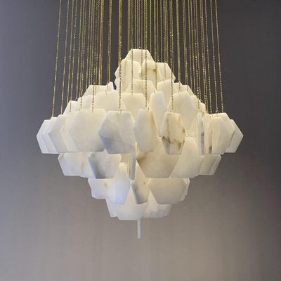 Heksagonal Bentuk Marmer Langit-langit Cahaya Putih Modern Pendant Cahaya 3000K