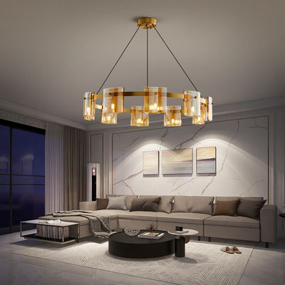 24in 40in Lampu Plafon Hias Modern Tembaga Dilapisi Lampu Chandelier Minimalis