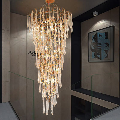 Crystal Living Room Lobby Chandeliers Modern Luxury Foyer Lampu Gantung Bulat