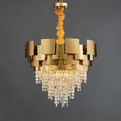Titanium Gold Chandelier Kaca Kristal Lampu Liontin Mewah 6m2 Hingga 25m2