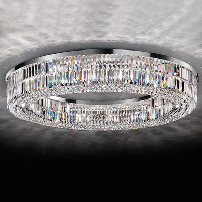 Square Round K9 Crystal Flush Mount Langit-langit Tinggi Lampu Lampu ODM