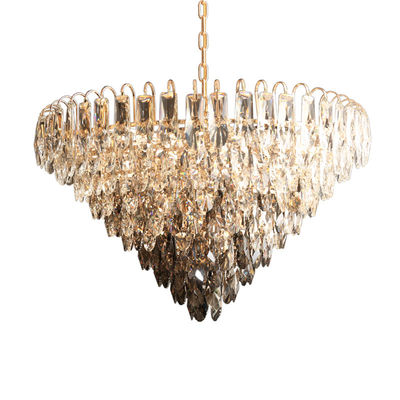 Smoky Diamond Shaped Crystal Chandelier Ceiling Light E14 Kecerahan Tinggi