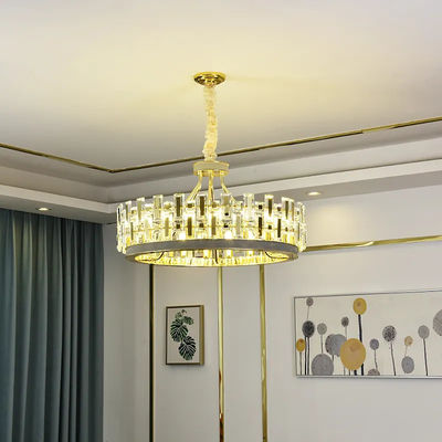 Bulat Modern LED Asap Abu-abu Lampu Gantung Kristal E14 Disadur Tebal Pelat Langit-langit